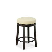 Load image into Gallery viewer, Faux Leather And Solid Wood Swivel Backless Counter Height Bar Chairs (Set of 2) - Cream And Espresso
