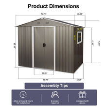 Load image into Gallery viewer, 8Ft x 6Ft Outdoor Metal Storage Shed With Window (W540S00016) - Gray
