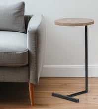Load image into Gallery viewer, Wood Round Top Accent Table With Black Iron Base - Brown
