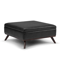 Load image into Gallery viewer, Owen - Square Coffee Table Storage Ottoman - Distressed Black
