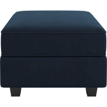Load image into Gallery viewer, Velvet Storage Ottoman (714346) - Blue / Black
