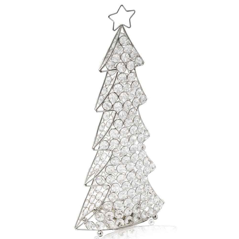Glam Faux Crystals Christmas Tree Tabletop Sculpture - Silver