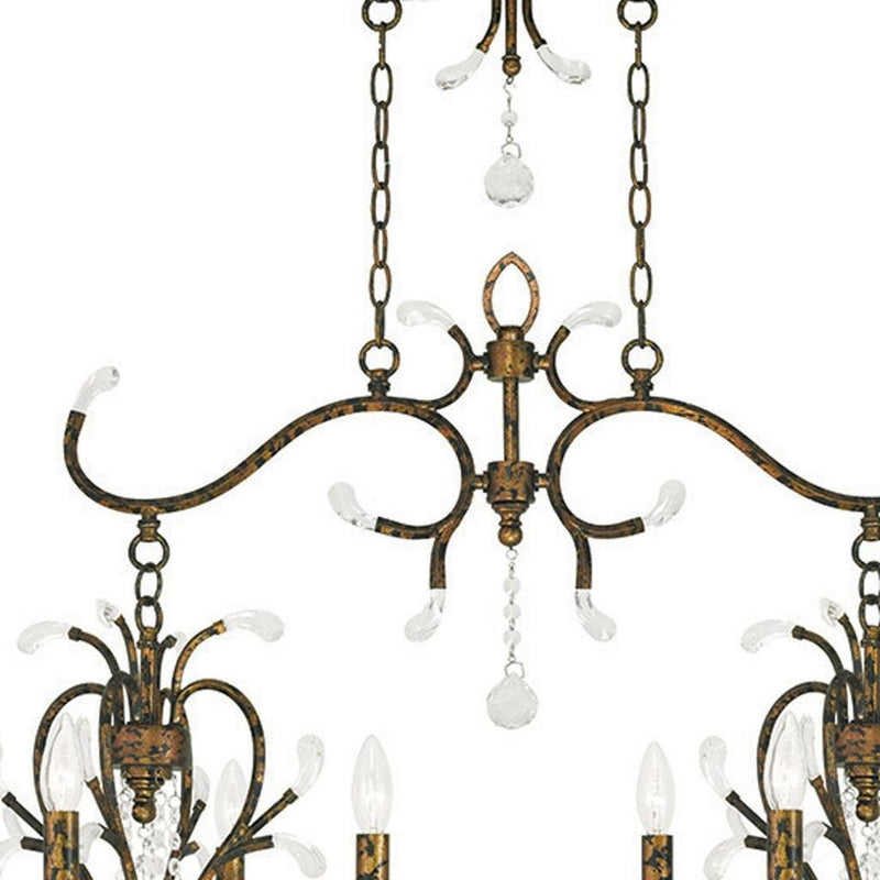 29" Eight Light Metal Dimmable Chandelier With Shades - Bronze / Clear