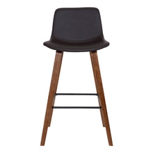 Load image into Gallery viewer, Faux Leather And Solid Wood Low Back Counter Height Bar Chair - Black / Brown

