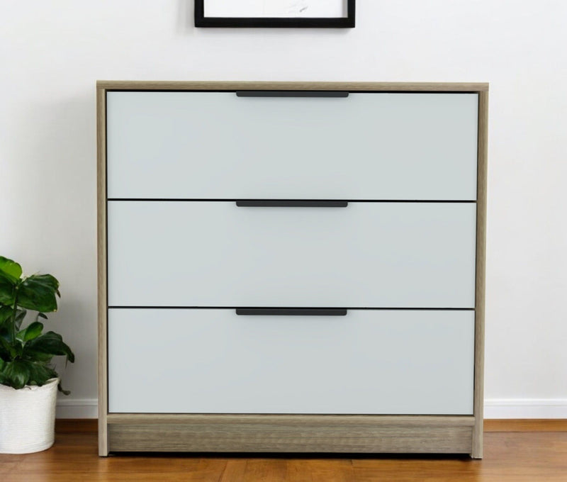 Three Drawer Dresser - Light Oak / White