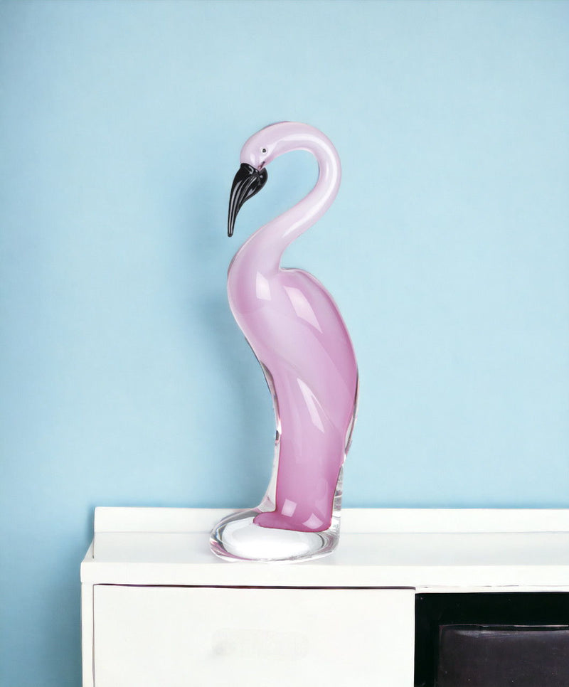 Murano Flamingo Figurine Tabletop Sculpture - Pink