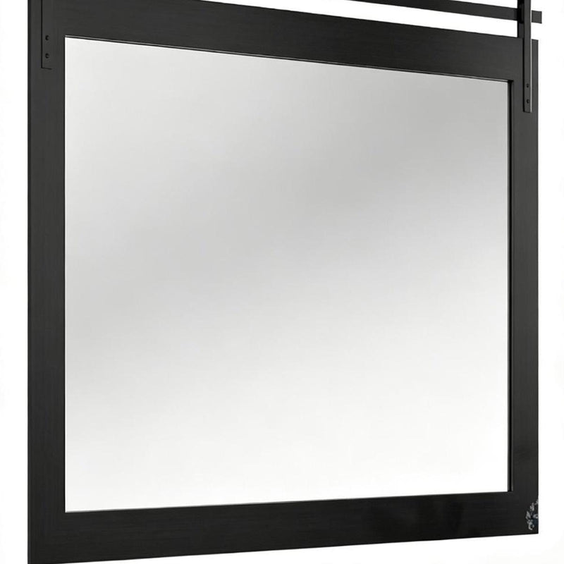 Wood Barn Door Framed Bathroom Vanity Mirror (762913) - Black