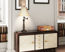 Load image into Gallery viewer, Metal Table Lamp With Pearl Bell Shade - Rust
