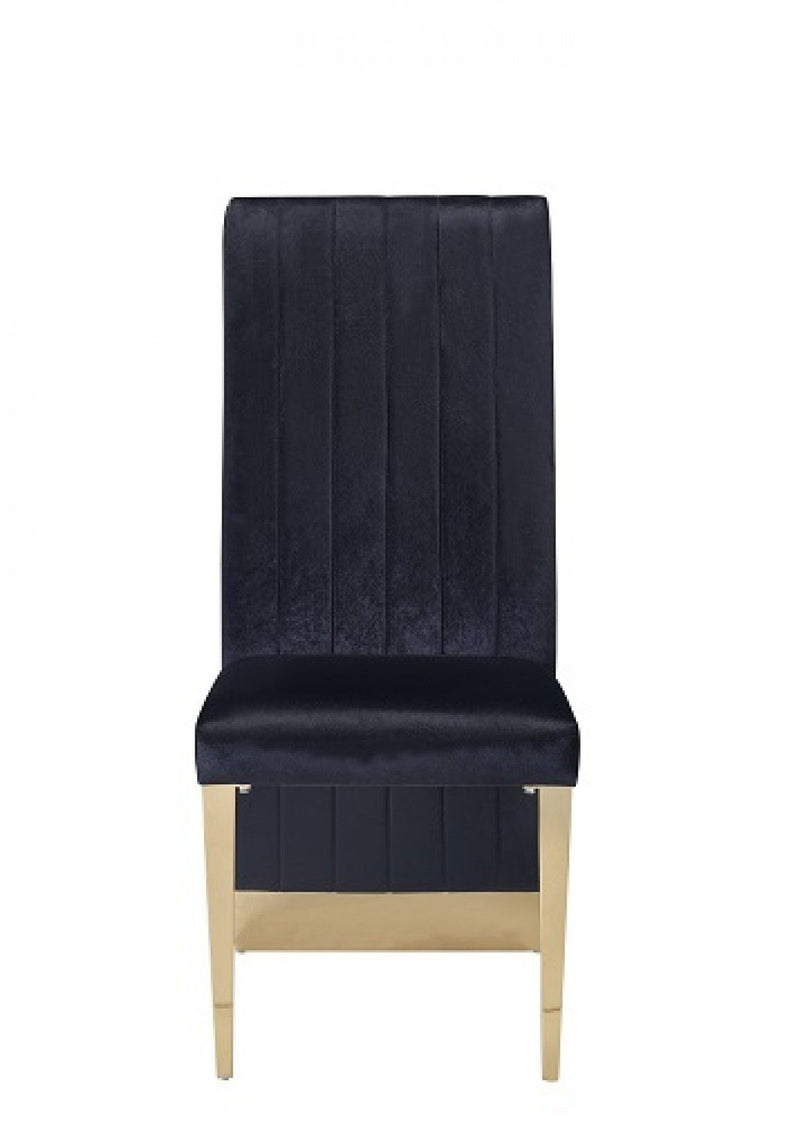 Tufted And Upholstered Velvet Dining Side Chairs (Set of 2) - Black / Gold