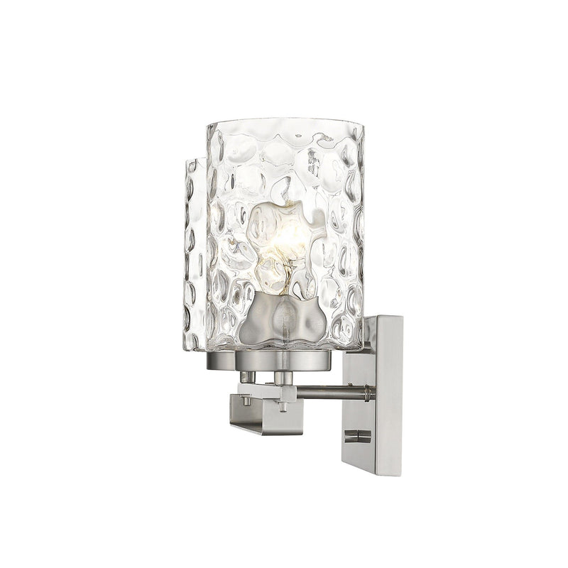 Metal And Pebbled Glass Two Light Wall Sconce - Silver