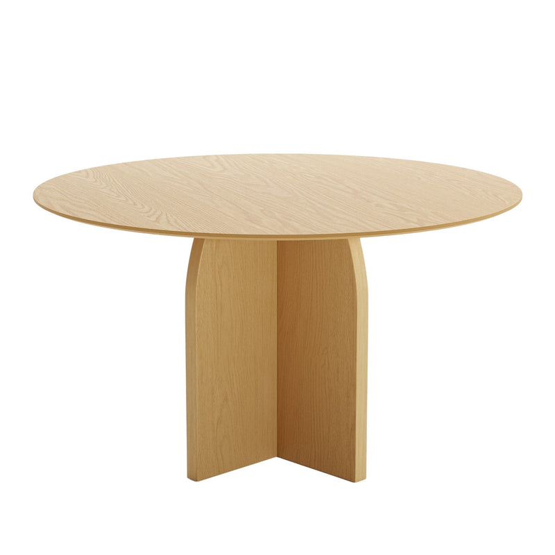 52" Solid Wood Pedestal Base Round Top Dining Table - Beige