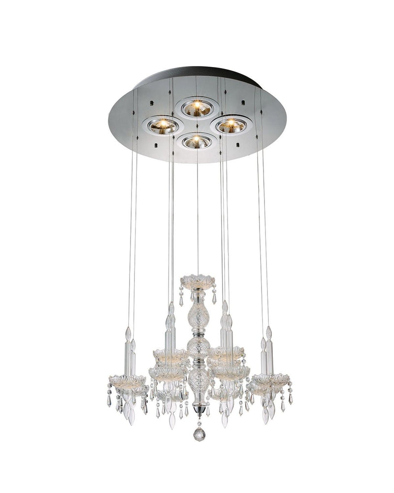 Candle Style Four Light Metal And Glass Ceiling Light - Nickel / Ivory / Clear