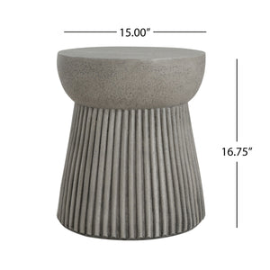 Modern Outdoor Lightweight Concrete Side Table With Hourglass Design - Light Gray