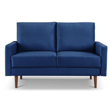 Load image into Gallery viewer, Velvet Loveseat - Blue / Dark Brown
