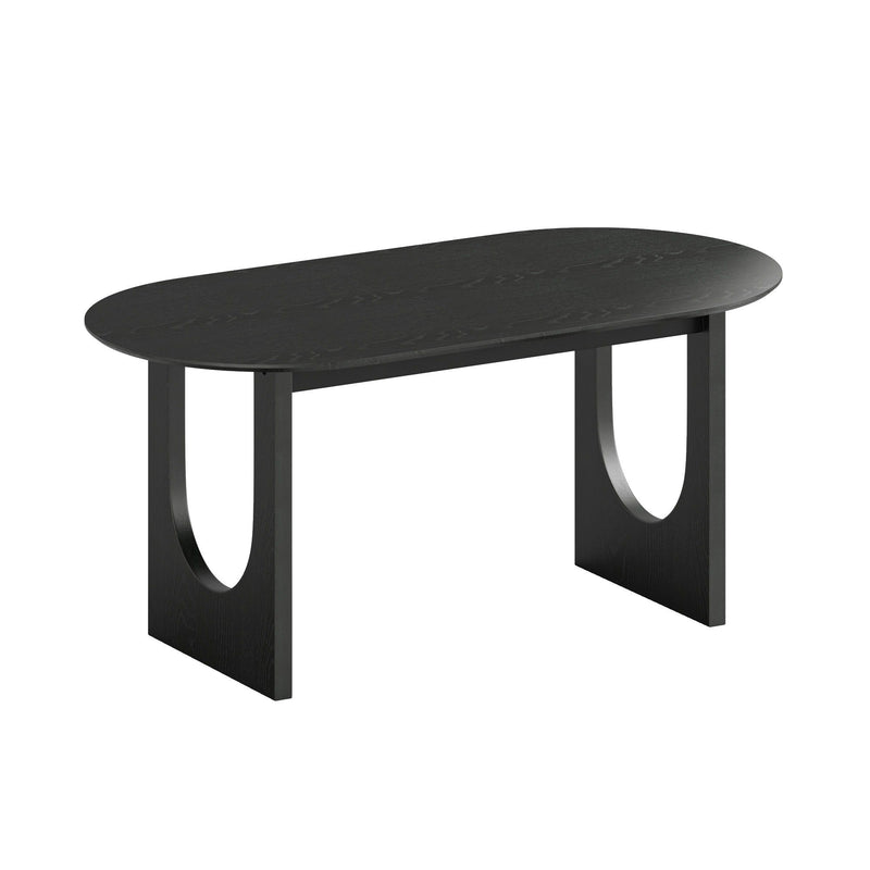67" Solid Wood Mirrored Oval Dining Table - Black