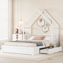 Load image into Gallery viewer, House Style Platform Bed With Guardrail And 2 Drawers

