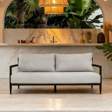Load image into Gallery viewer, Outdoor Bench Seat Sofa, Sunbrella Cushion, Weather Resistant For Patio - Ember Black
