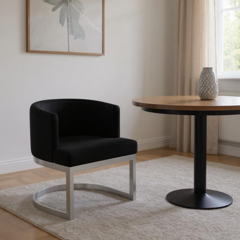 Upholstered Fabric Wing Back Dining Side Chair - Black / Silver