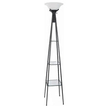 Load image into Gallery viewer, Sentinel - 3 Shelf Frosted Torchiere Floor Lamp With Shelves - Black
