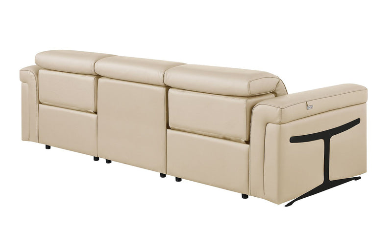 Italian Leather Reclining USB Sofa (720355) - Beige
