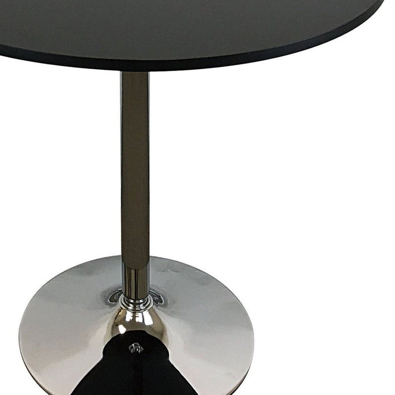 36" Wood And Metal Pedestal Base Round Top Dining Room Table - Black
