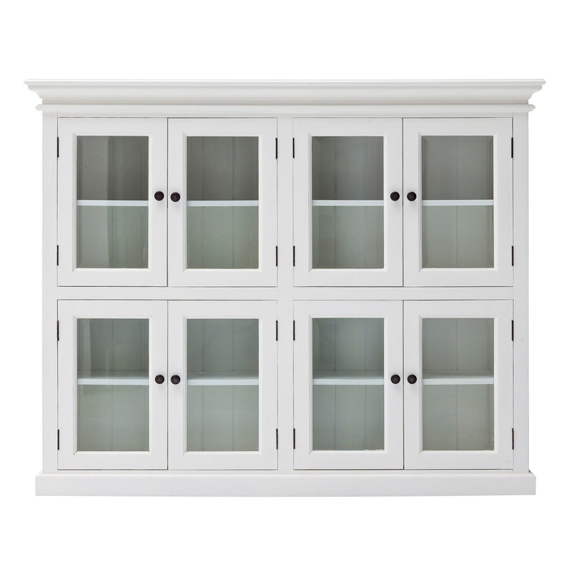 Wood And Glass Two Level Storage Cabinet - White