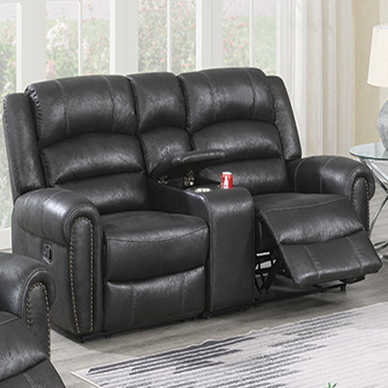 Power Reclining Loveseat With USB Port And Cup Holder Console - Black