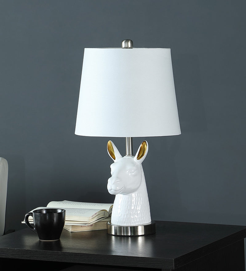 21" Bedside Table Lamp With White Empire Shade - Silver