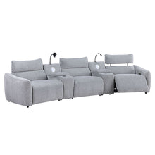 Load image into Gallery viewer, Fullar - Modular Console With Speaker &amp; Cup Holder - Light Gary Chenille
