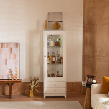 Load image into Gallery viewer, Modern Upholstered Glass Display Cabinet With Adjustable LED Light - White
