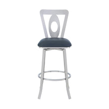 Load image into Gallery viewer, 46" Faux Leather Swivel Bar Height Bar Chair - Gray / Silver
