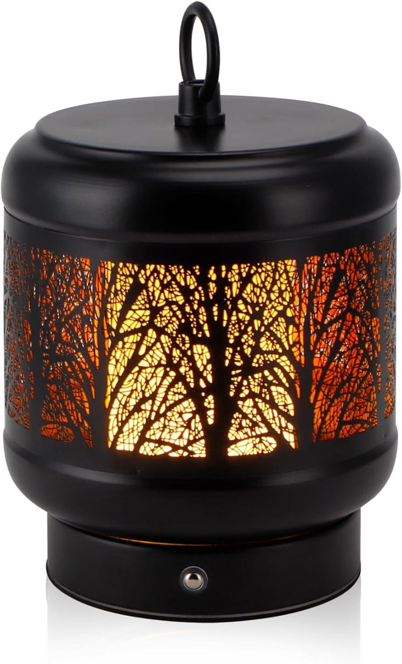 Pierced Trees Geometric Battery Operated Desk Lamp With Novelty Shade - Black
