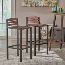 Load image into Gallery viewer, Outdoor Barstool With Slat Panel Design (Set of 2) - Dark Brown
