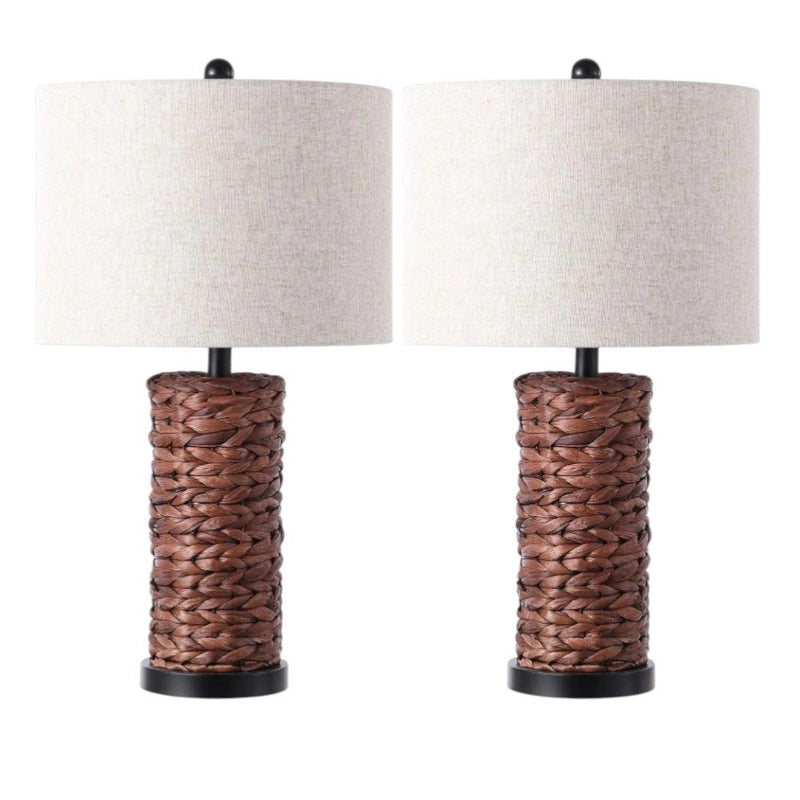 Table Lamps With Drum Shades (Set of 2) - Dark Brown
