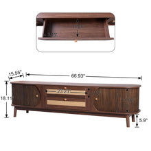Load image into Gallery viewer, TV Stand For TVs Up To 75'', Cabinet With Drawers And Sliding Doors, Living Room Entertainment Console - Natural Wood / Brown
