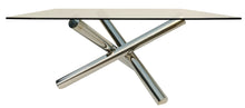 Load image into Gallery viewer, 60" Glass And Metal Cross Leg Base Square Dining Table - Clear
