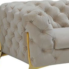 Load image into Gallery viewer, Velvet Chesterfield Sofa &amp; Gold Legs - Beige
