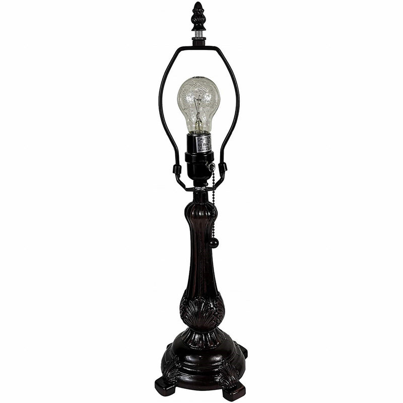19" Metal Candlestick Table Lamp With White Dome Shade - Dark Brown