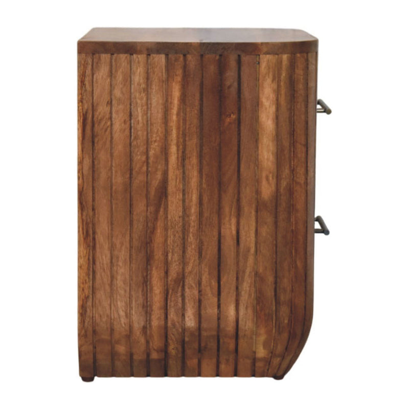 Solid Wood Ribbed Texture Two Drawer Nightstand (738182) - Brown