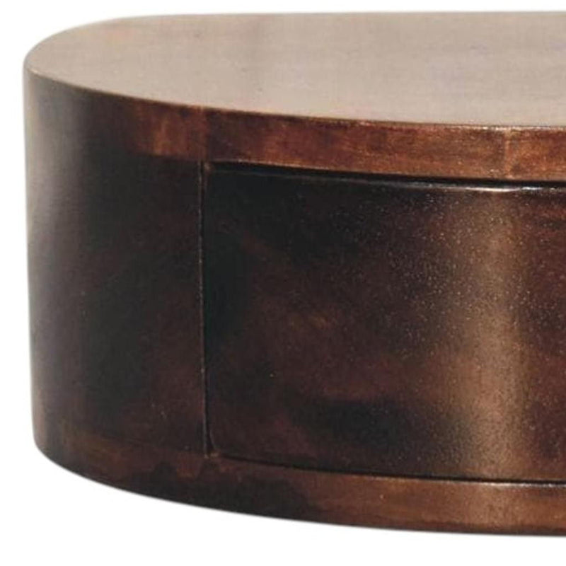 Solid Wood Round One Drawer Floating Nightstand - Walnut