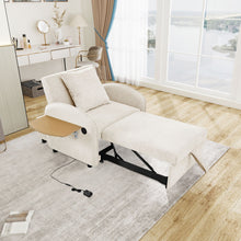 Load image into Gallery viewer, Convertible Single Chair Bed With Computer Board And USB Ports, 3 In 1 Sofa Bed - Beige
