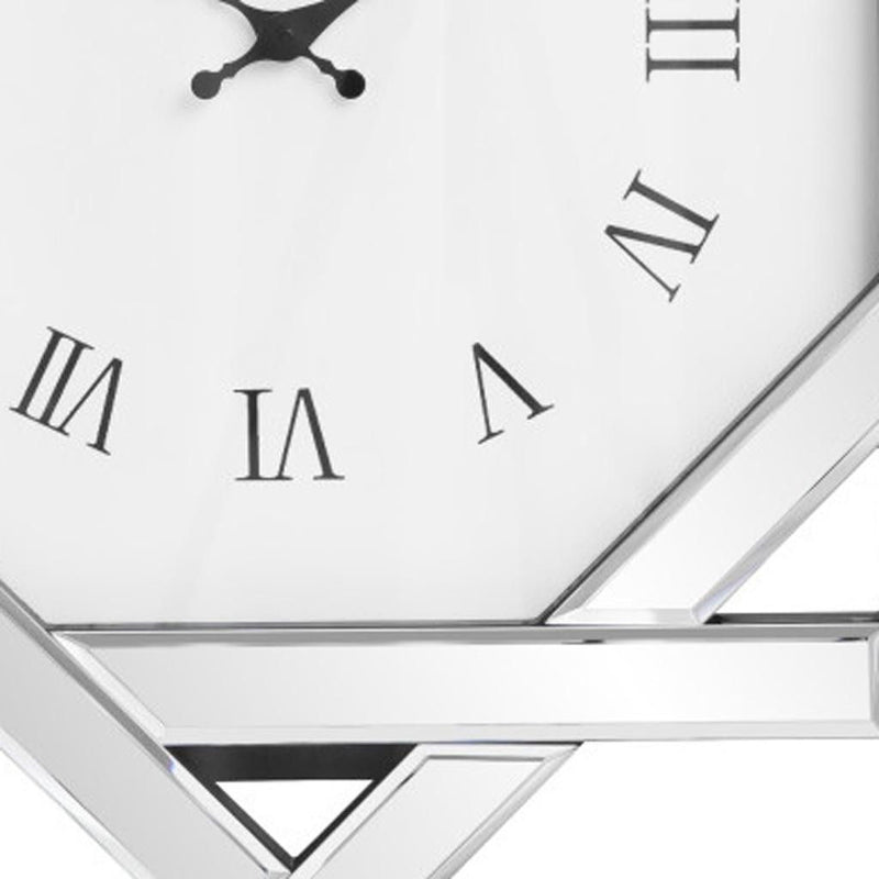 Mirrored Silent Analog Geometric Wall Clock (635634) - Silver