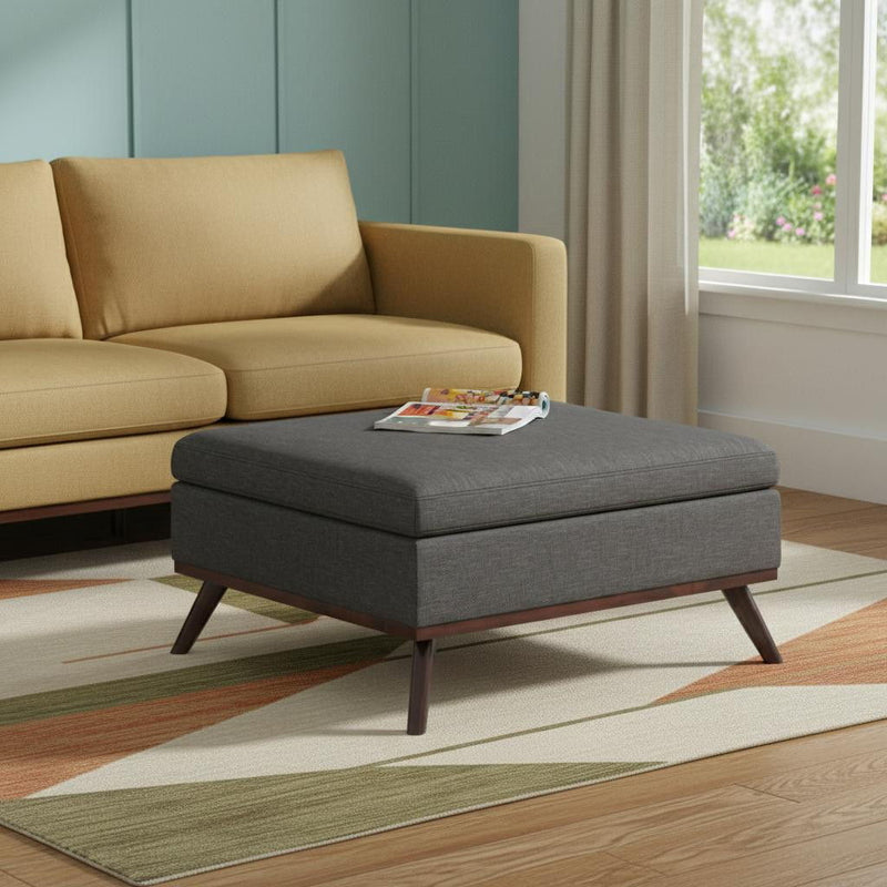 36" Cocktail Ottoman With Storage - Gray / Brown