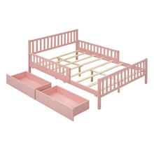 Load image into Gallery viewer, Platform Bed With Guardrails On Both Sides And 2 Storage Drawers
