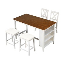 Load image into Gallery viewer, 5 Pieces Counter Height Rustic Farmhouse Dining Room Wooden Bar Table Set With 2 Stools And 2 Chairs

