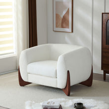 Load image into Gallery viewer, Modern Upholstered Boucle Arm Chair With Tuxedo Design And Triangular Legs
