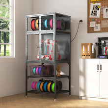 Load image into Gallery viewer, 3D Printer Cabinet With Double Layer Filament Storage, Noise Reducing Design - Black
