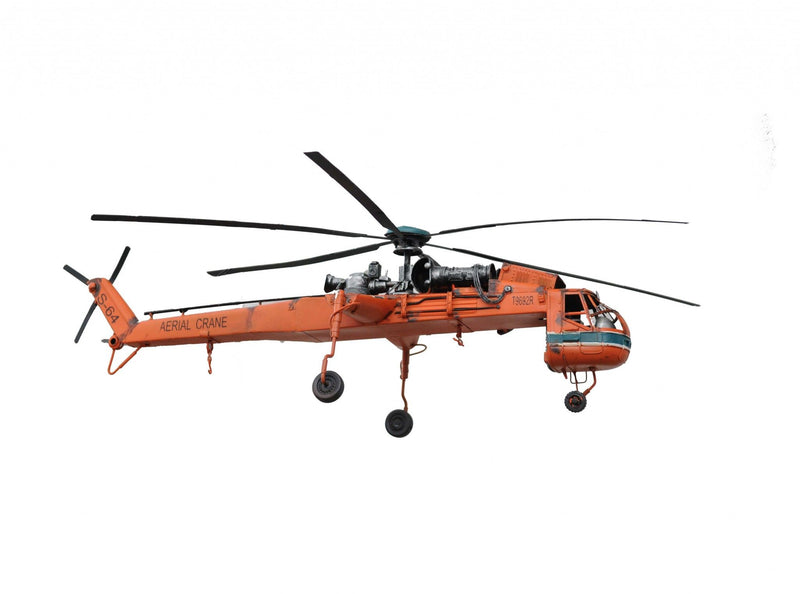 Hand Painted Model Airplane Tabletop Sculpture - Orange