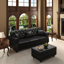 Load image into Gallery viewer, Upholstered Sofa With Nailhead Trim, Rolled Armrests With Ottoman
