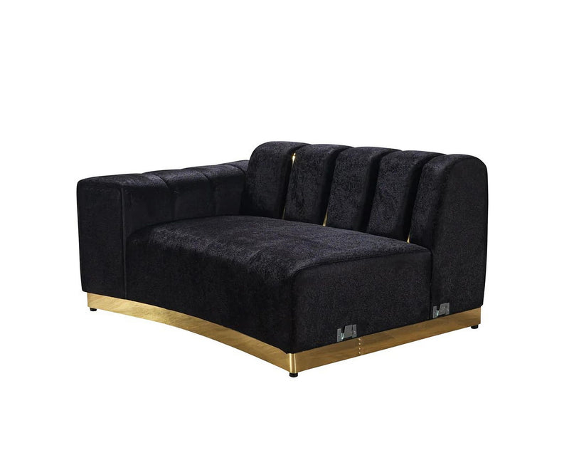 Velvet Modular Curved Two Piece Sectional With Toss Pillows - Black